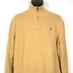 Polo Ralph Lauren Men's Size XL Tan Mock Neck 1/4 Zip Long Sleeve Sweater NWOT